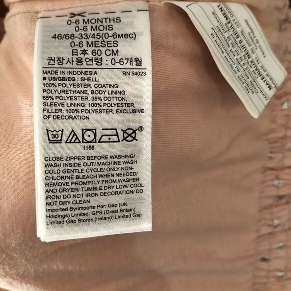 🍉2/40🍉NWOT Baby Gap Puffer Jacket 0-6 Months Salmon Pink Metallic Silver Stars - Picture 10 of 16